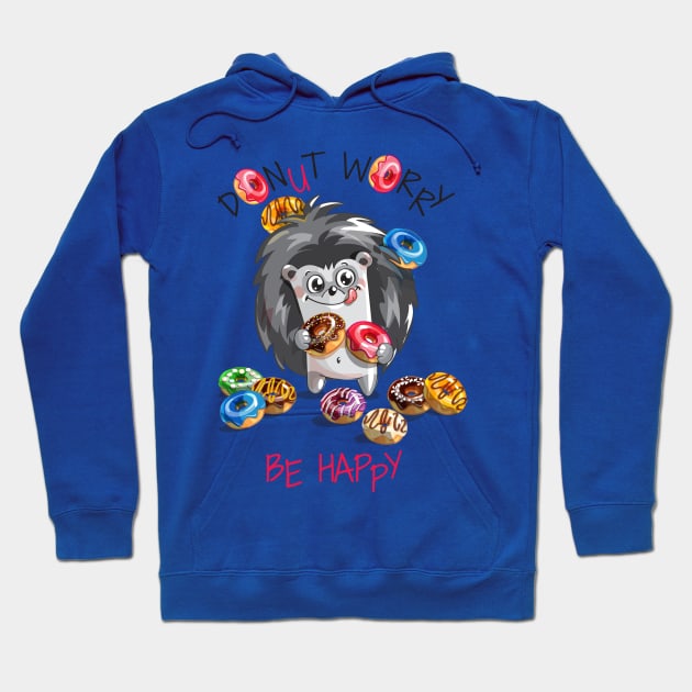 hedgehog donut worry Hoodie by Mako Design 